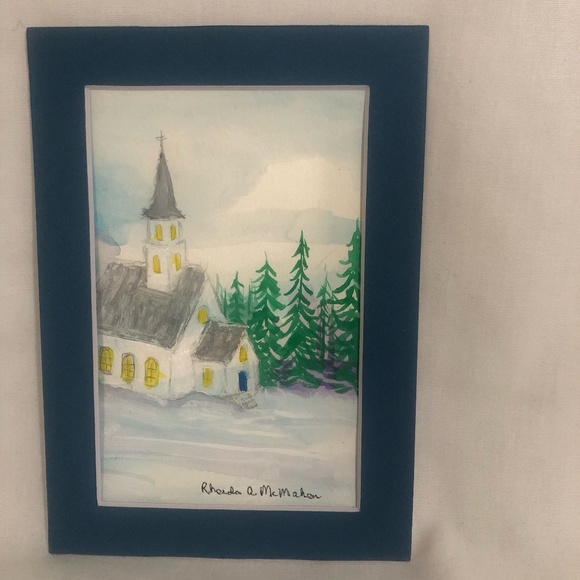 Watercolor Painting of Church in Matte - Picture 3 of 4